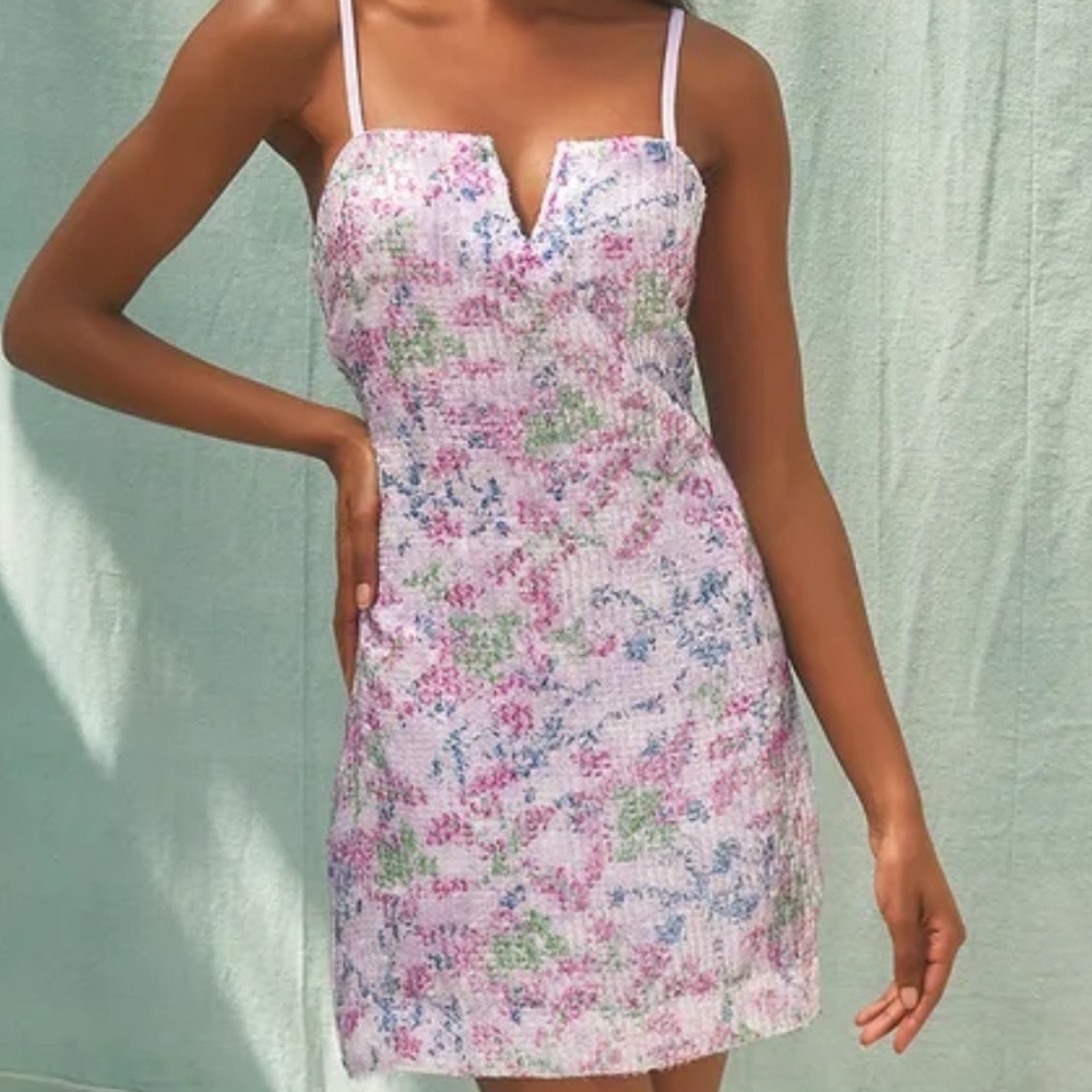 Brand new never been worn lilac sequin mini dress
